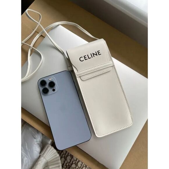Celine authentic off white leather phone case carrier - Picture 2 of 11